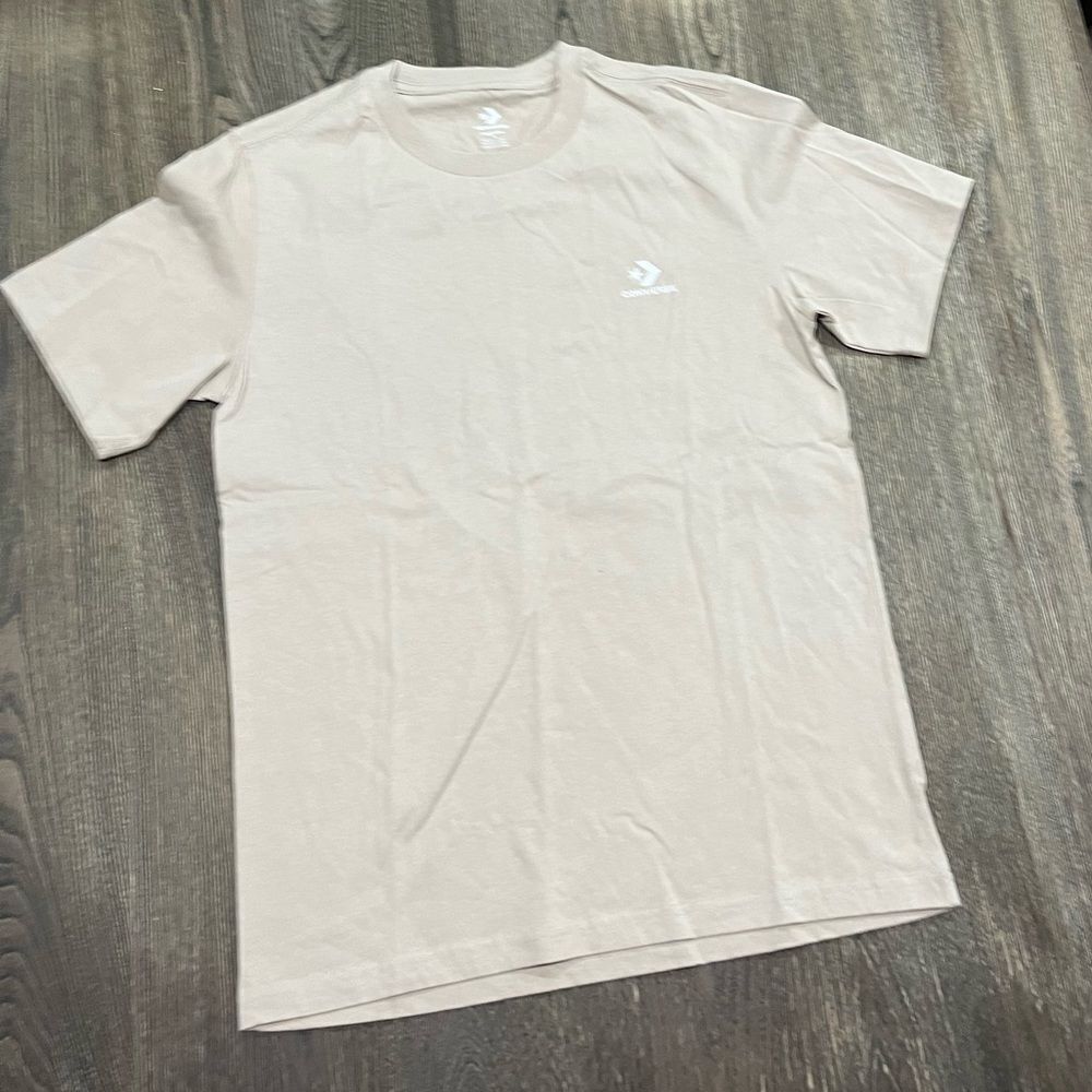 NWOT Converse T-Shirt Crewneck Short Sleeve Pullover Lightweight Beige Size XS